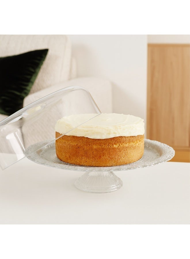 دانيا صحن كيك زجاج بقاعدة مع غطاء مقاس 30 سم ارتفاع 10سم - Image 1